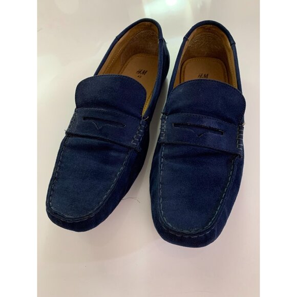 H&M Navy Suede Covered Canvas, Mens Slip-On, Driving Loafer Shoes Size 10 (EU43) - Picture 2 of 6